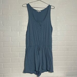 Z Supply Womens Romper Sleeveless Romper with Pockets Casual Blue Medium